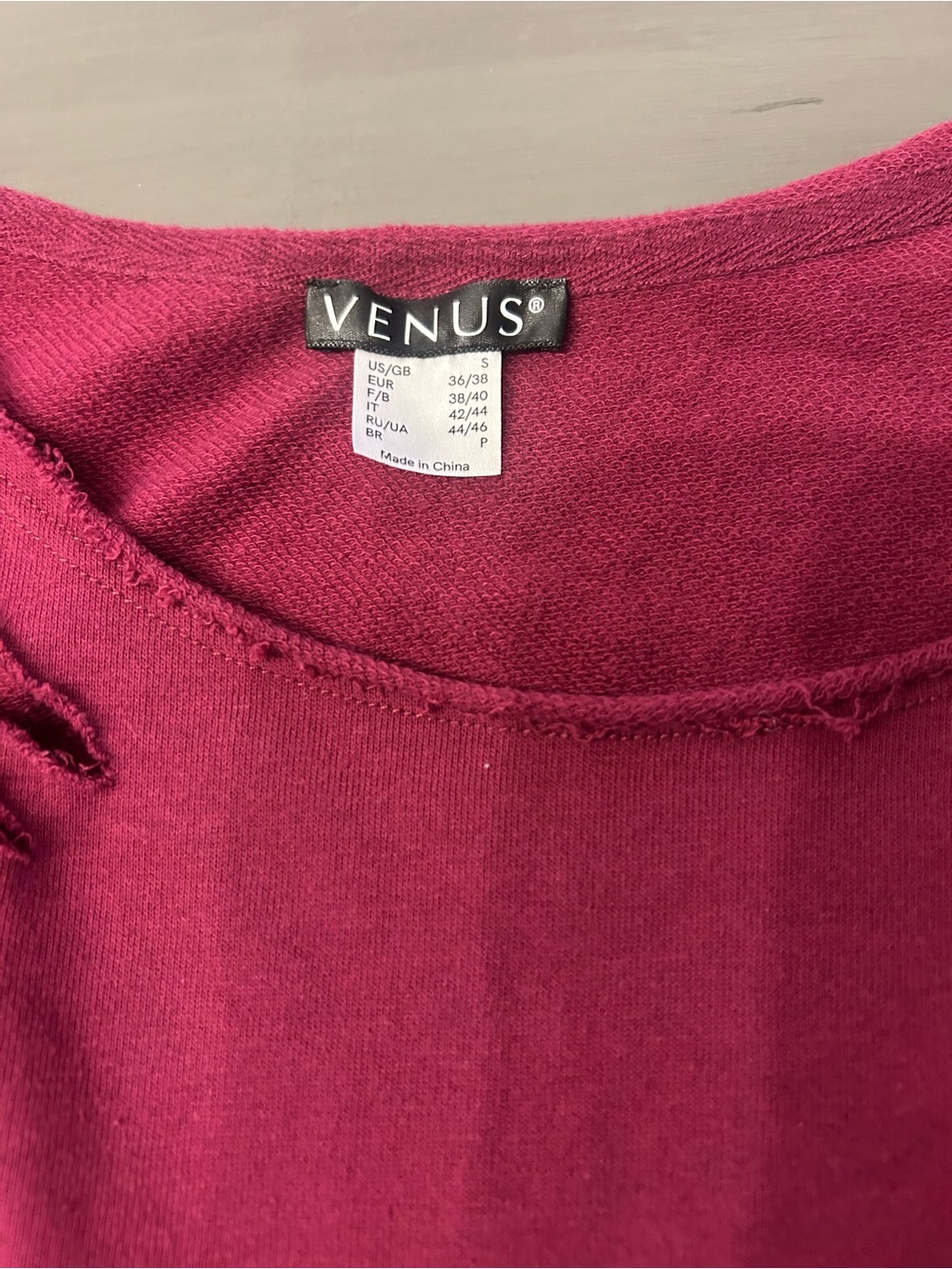 VENUS Raspberry Cutout Shoulder Sweatshirt - Picture 2 of 4